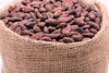Cocoa beans bag artsy shot